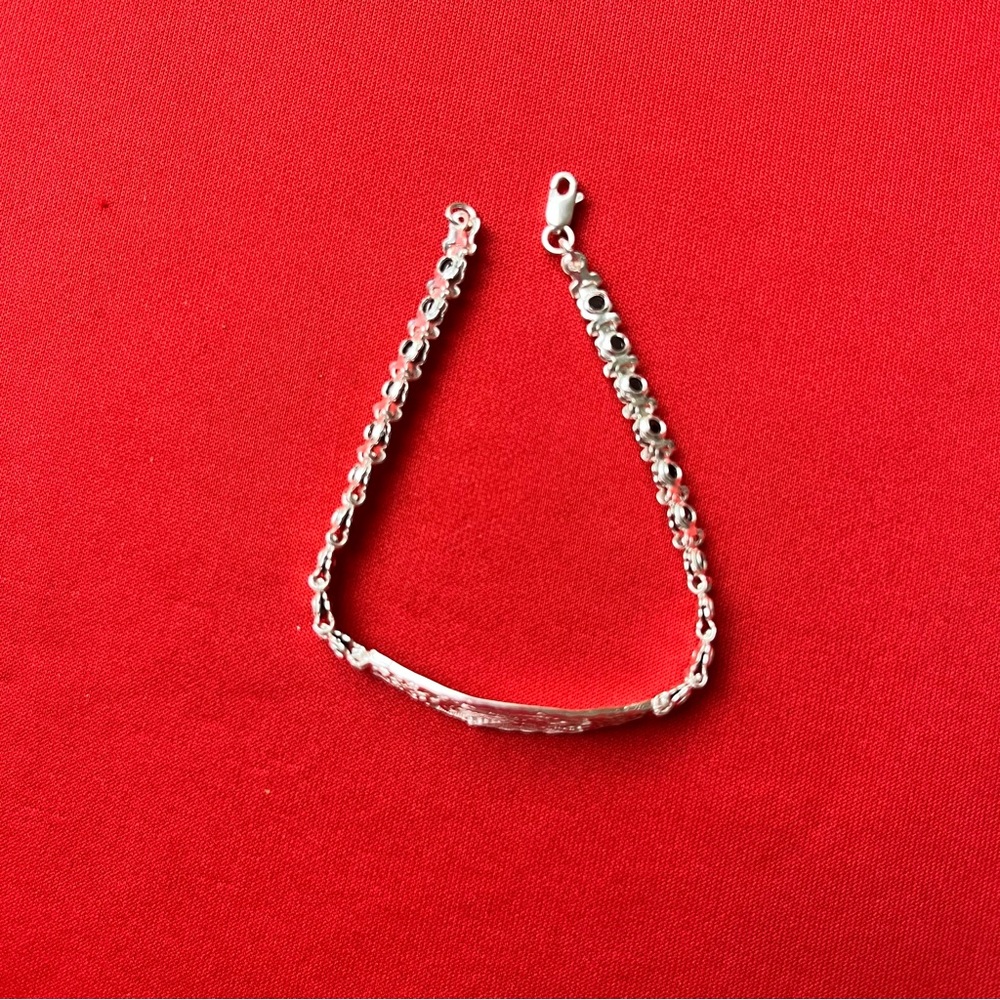 925 strling Silver Sparkling Rhinestone Catholic religions Bracelet‎ - Picture 14 of 15